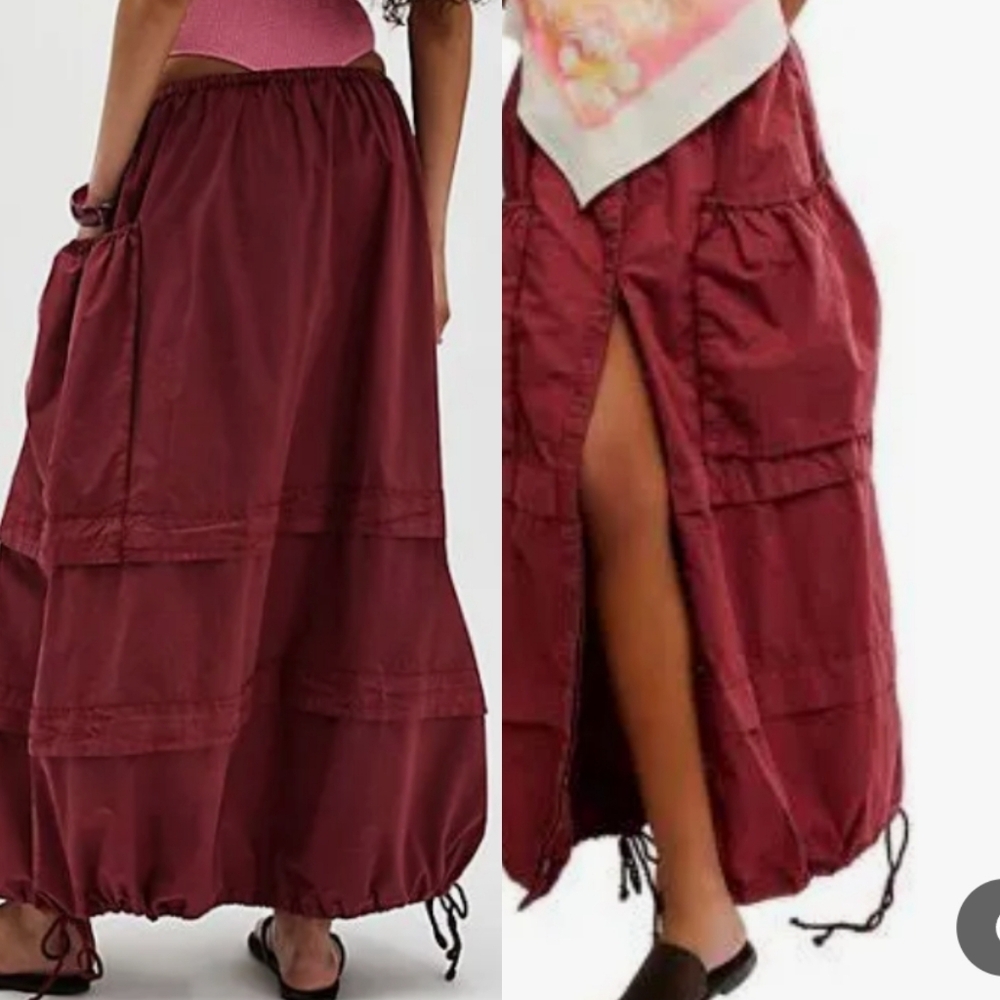 Free People Deep Red Maxi Skirt